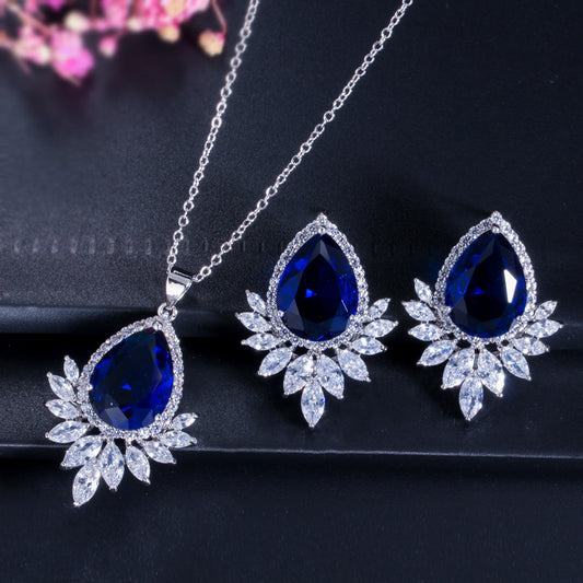 Zircon Necklace Set Chain Bridal Wedding Banquet Dinner Jewelry Set