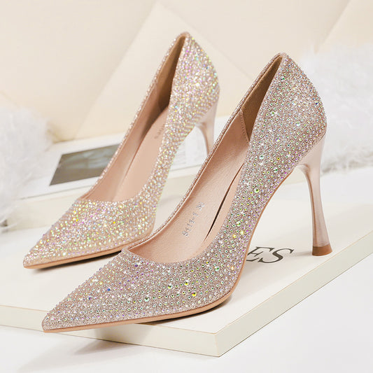 Ladies Slim Heel Rhinestone Banquet Pumps
