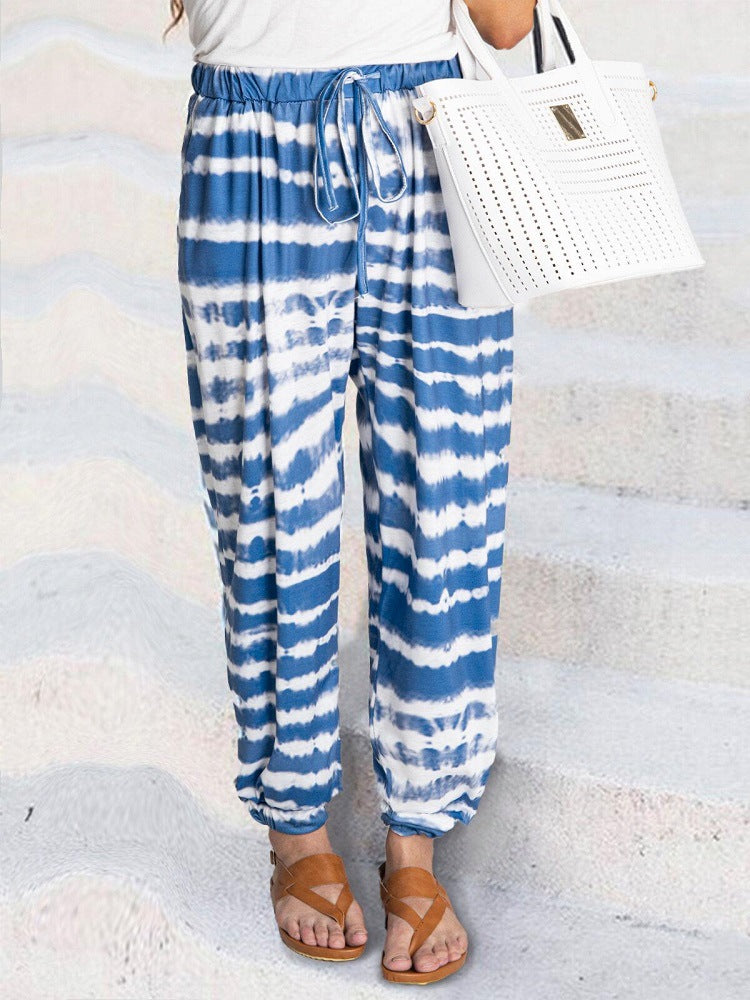 2020 European And American Striped Gradient Tie-dye Digital Printing Casual Pants 8831