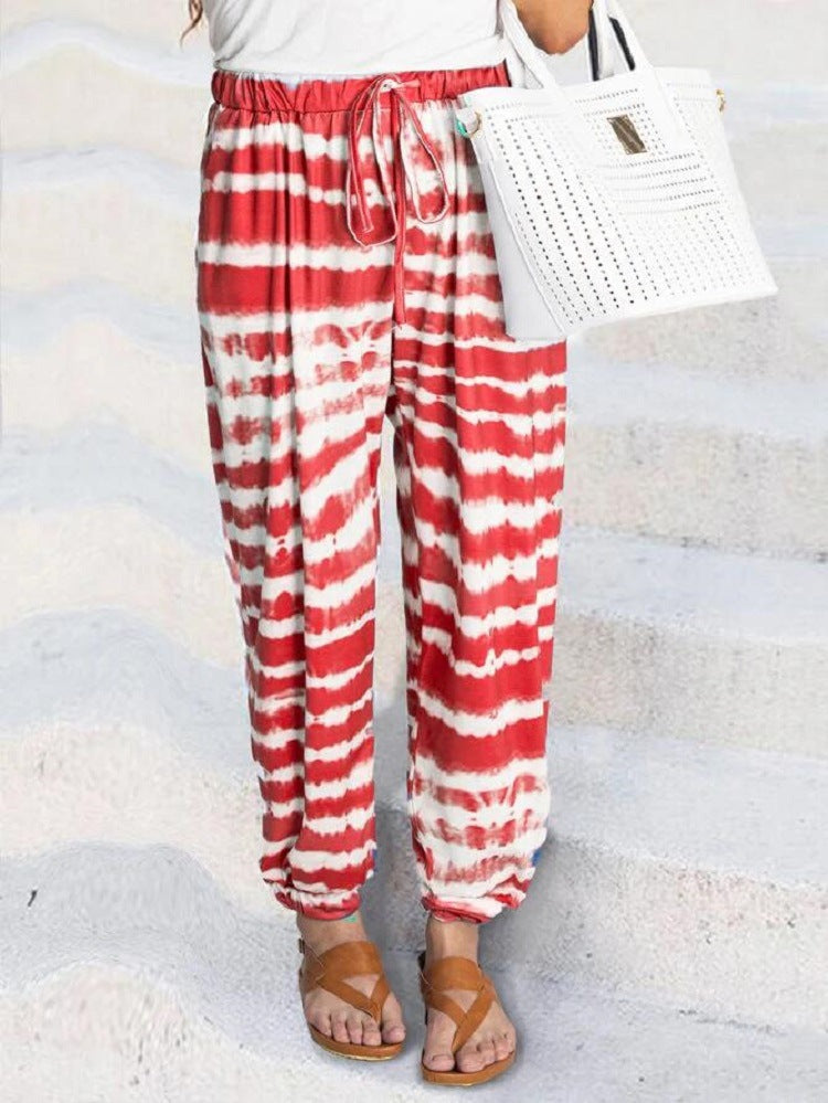 2020 European And American Striped Gradient Tie-dye Digital Printing Casual Pants 8831