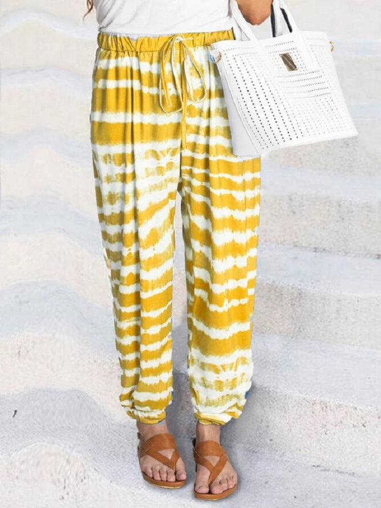2020 European And American Striped Gradient Tie-dye Digital Printing Casual Pants 8831