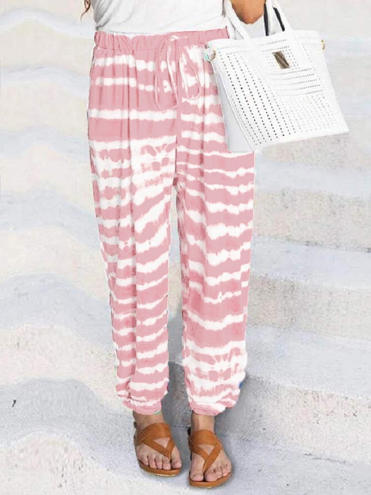 2020 European And American Striped Gradient Tie-dye Digital Printing Casual Pants 8831