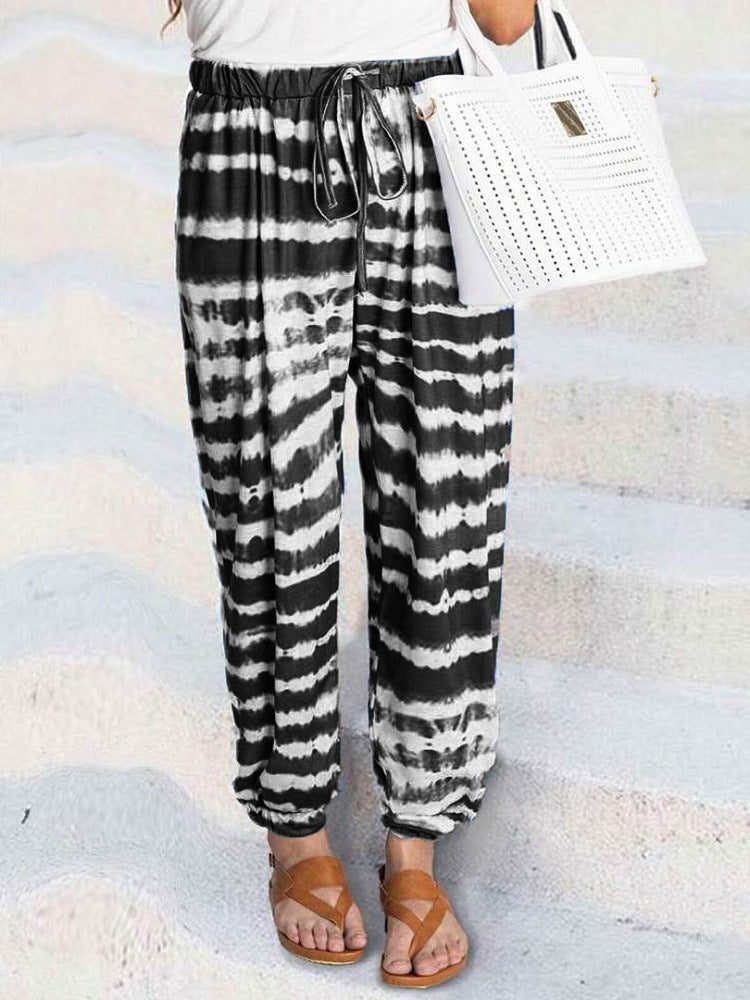 2020 European And American Striped Gradient Tie-dye Digital Printing Casual Pants 8831