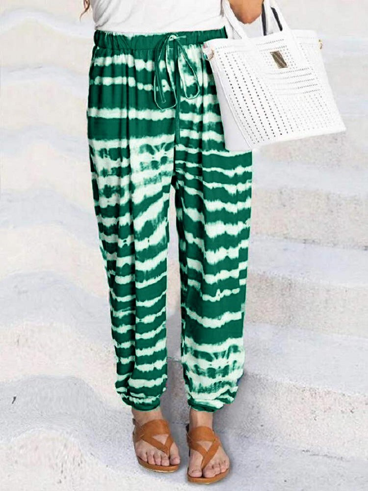 2020 European And American Striped Gradient Tie-dye Digital Printing Casual Pants 8831
