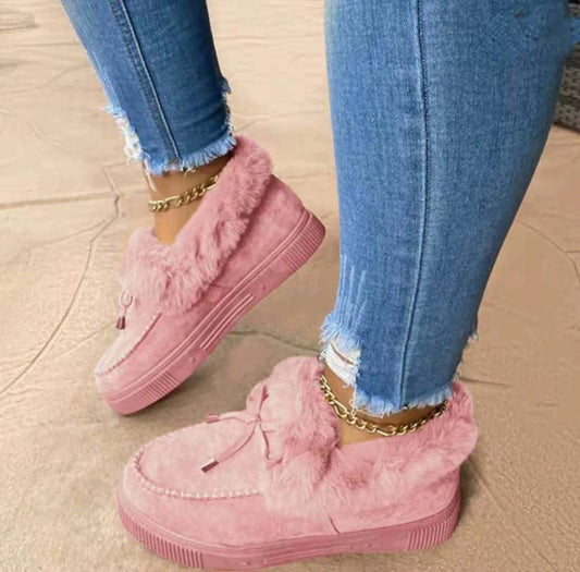 women's slip-on shoes thick-soled fleece warm cotton shoes peas shoes