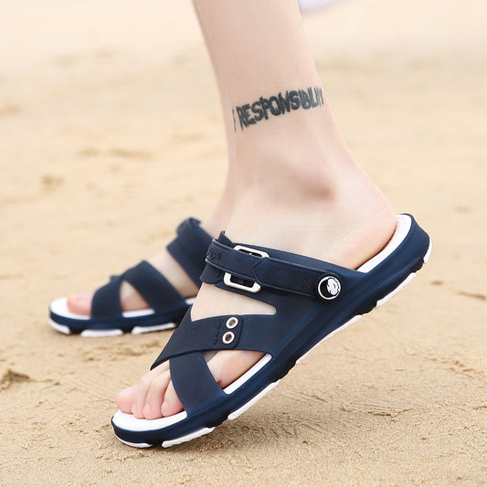 Men's sandals driving beach shoes plastic outer wear beach slippers